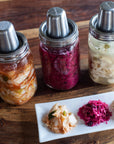 Mason Jar Fermentation Top with Integrated Press and Burpless Cap