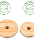 Bamboo Straw Hole Tumbler Lid for Mason Jars