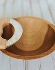 9" Beech Bowl with Mezzaluna Knfie Bee's Oil Finish