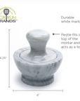 Fox Run Marble Mortar and Pestle, White, 4" x 4" x 4.25"