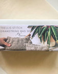Flax & Twine - Trellis Stitch Drawstring Bag Set Kit