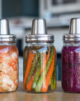 Mason Jar Fermentation Top with Integrated Press and Burpless Cap