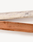 White Marble Rolling Pin and Wood Base