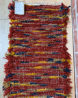 Handwoven Wool Rug — Rust, Navy & Gold — 34.5" x 20"