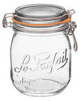 Le Parfait Super glass canning jar with wire bail and orange gasket, 0.75 L
