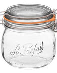 Le Parfait Super glass canning jar with wire bail and orange gasket, 0.5 L