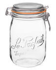 Le Parfait Super glass canning jar with wire bail and orange gasket, 1 L