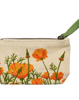 Canvas pouch with orange floral design on a white background