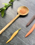 Olive Wood Modern Round Spoon 12"