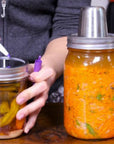Mason Jar Fermentation Top with Integrated Press and Burpless Cap