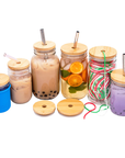 Bamboo Straw Hole Tumbler Lid for Mason Jars