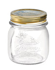 Quattro Stagioni 8.5 oz glass canning jar with gold lid