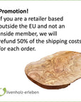 Natural Cut Olive Wood Cutting Board 50 cm