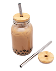 Bamboo Straw Hole Tumbler Lid for Mason Jars