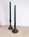 Artisanal Handmade Black Clay Wide Base Candle Taper Holder