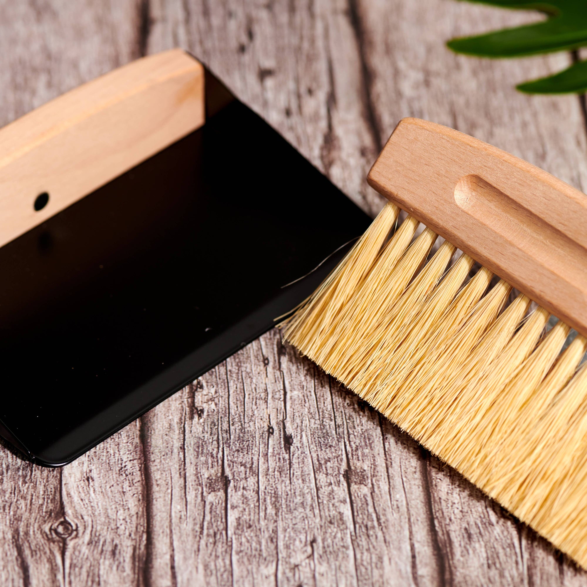 Wood Broom and Metal Dustpan Set