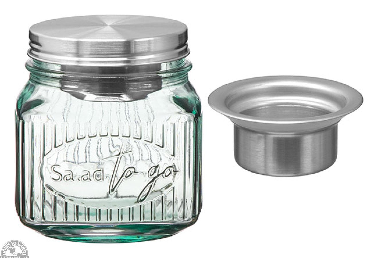 Salad to Go Glass Container with Metal Dressing Holder and Lid
