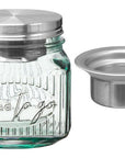 Salad to Go Glass Container with Metal Dressing Holder and Lid