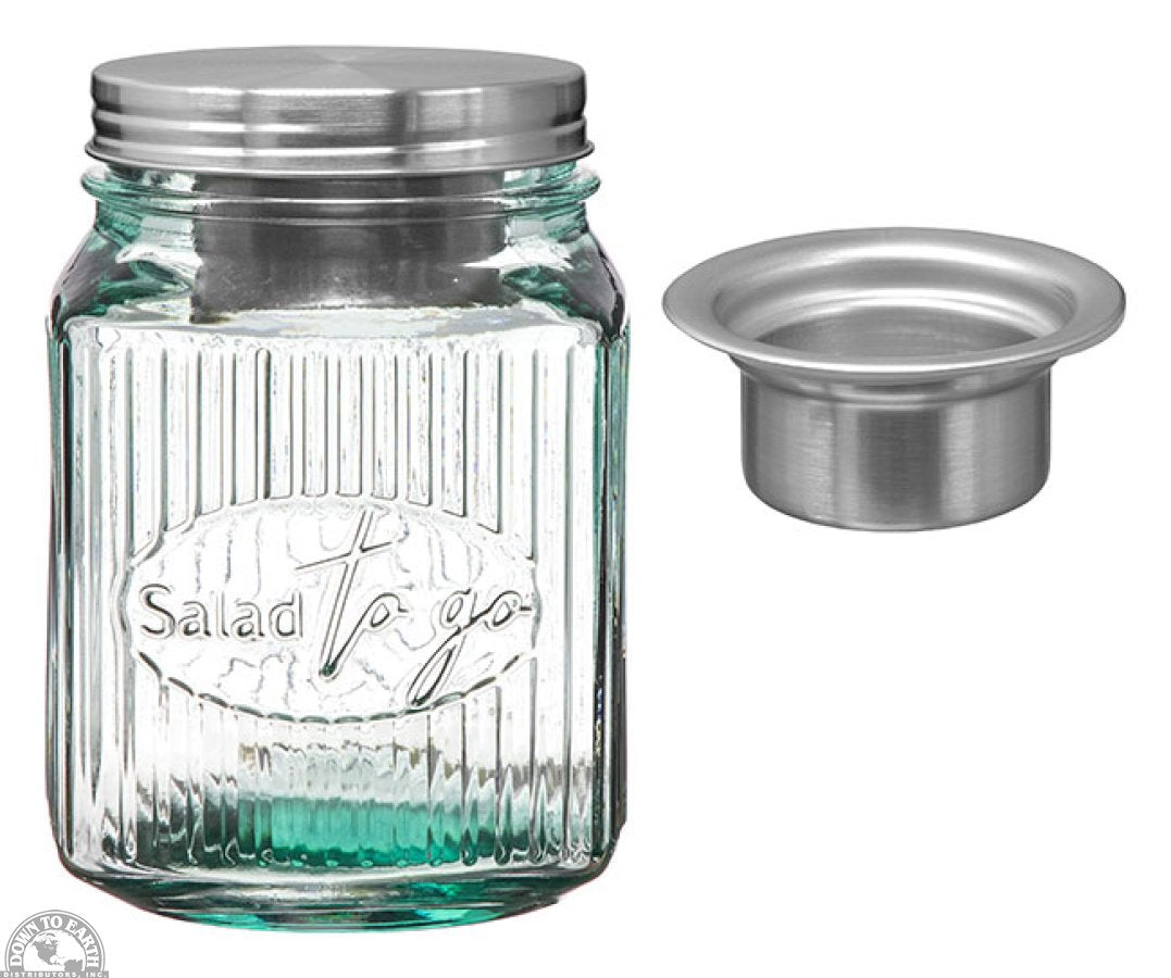 Salad to Go Glass Container with Metal Dressing Holder and Lid