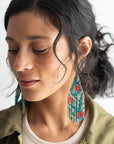 Beaded Fringe Earrings in Rosa