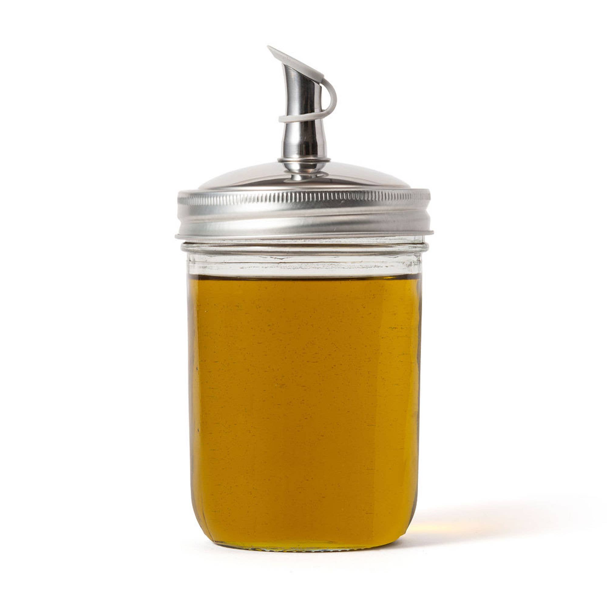 Oil Cruet Lid for Wide Mouth Mason Jar, Stainless Steel