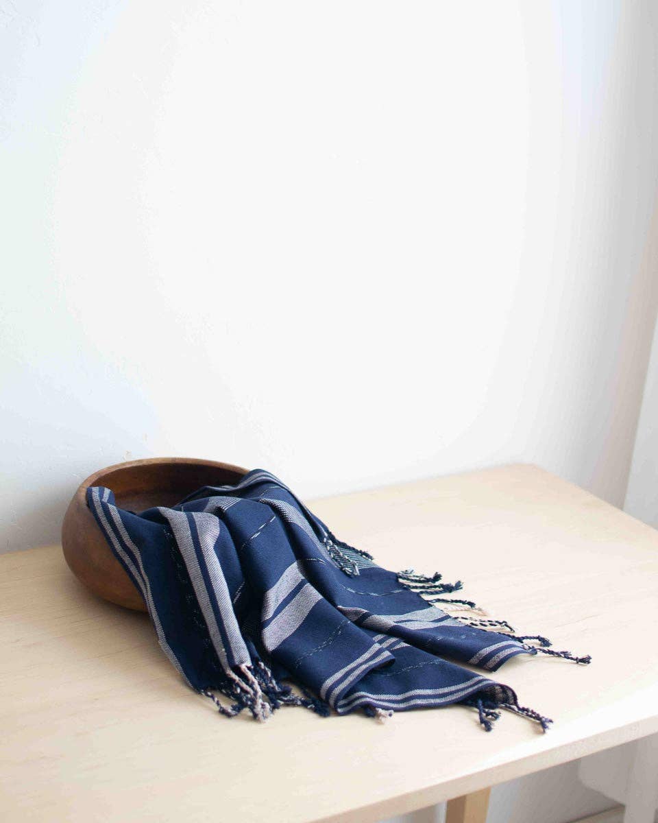Oversized Woven Hand Towel - Indigo