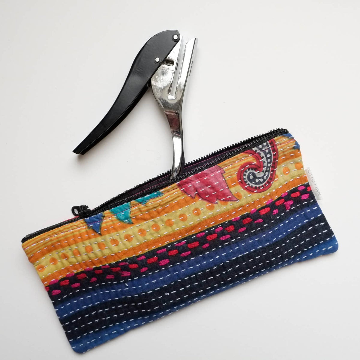 Kantha Scrap Flat Zip Pouch