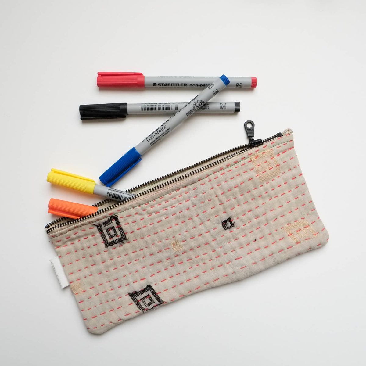 Kantha Scrap Flat Zip Pouch