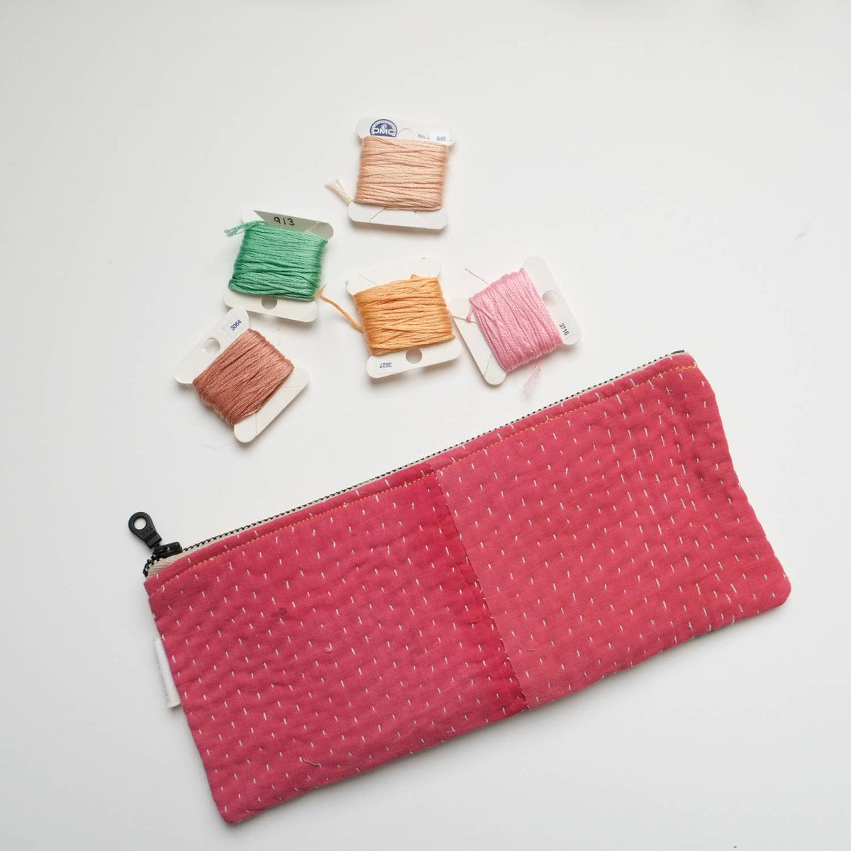 Kantha Scrap Flat Zip Pouch