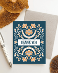 Thank You - Blue Floral Greeting Card