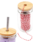 Bamboo Straw Hole Tumbler Lid for Mason Jars