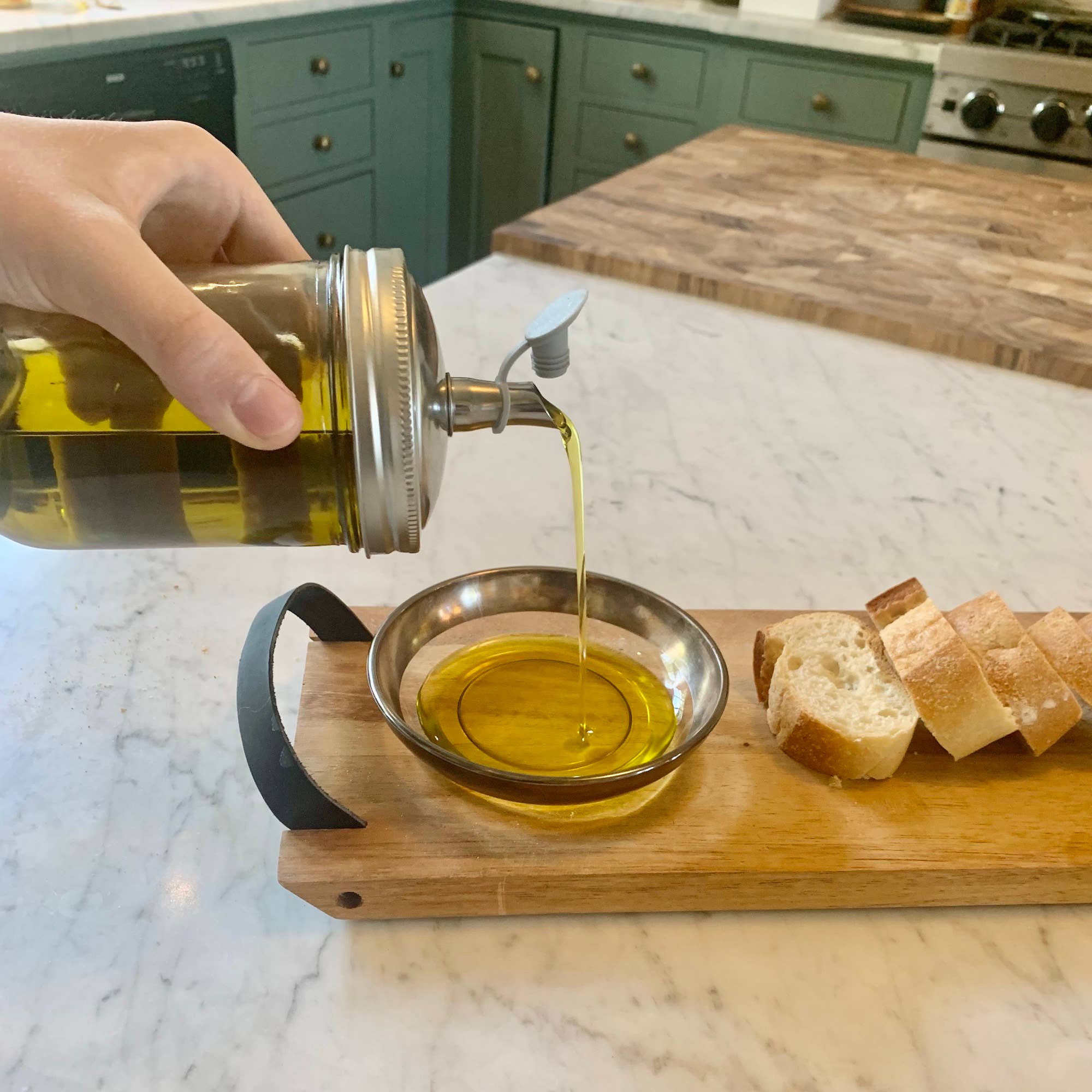 Oil Cruet Lid for Wide Mouth Mason Jar, Stainless Steel