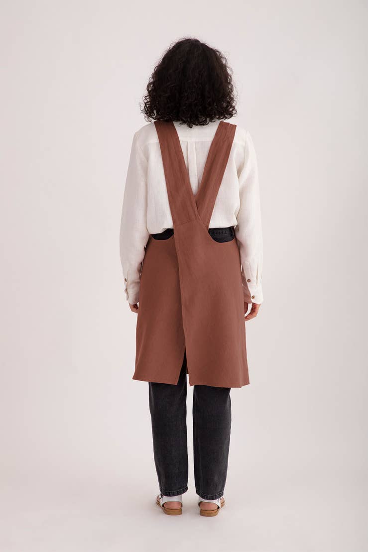 Natural Solid Linen Cross Back Apron
