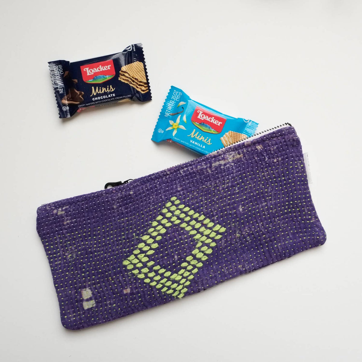 Kantha Scrap Flat Zip Pouch
