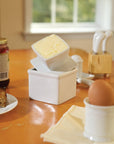 White Square Stoneware Butter Keeper