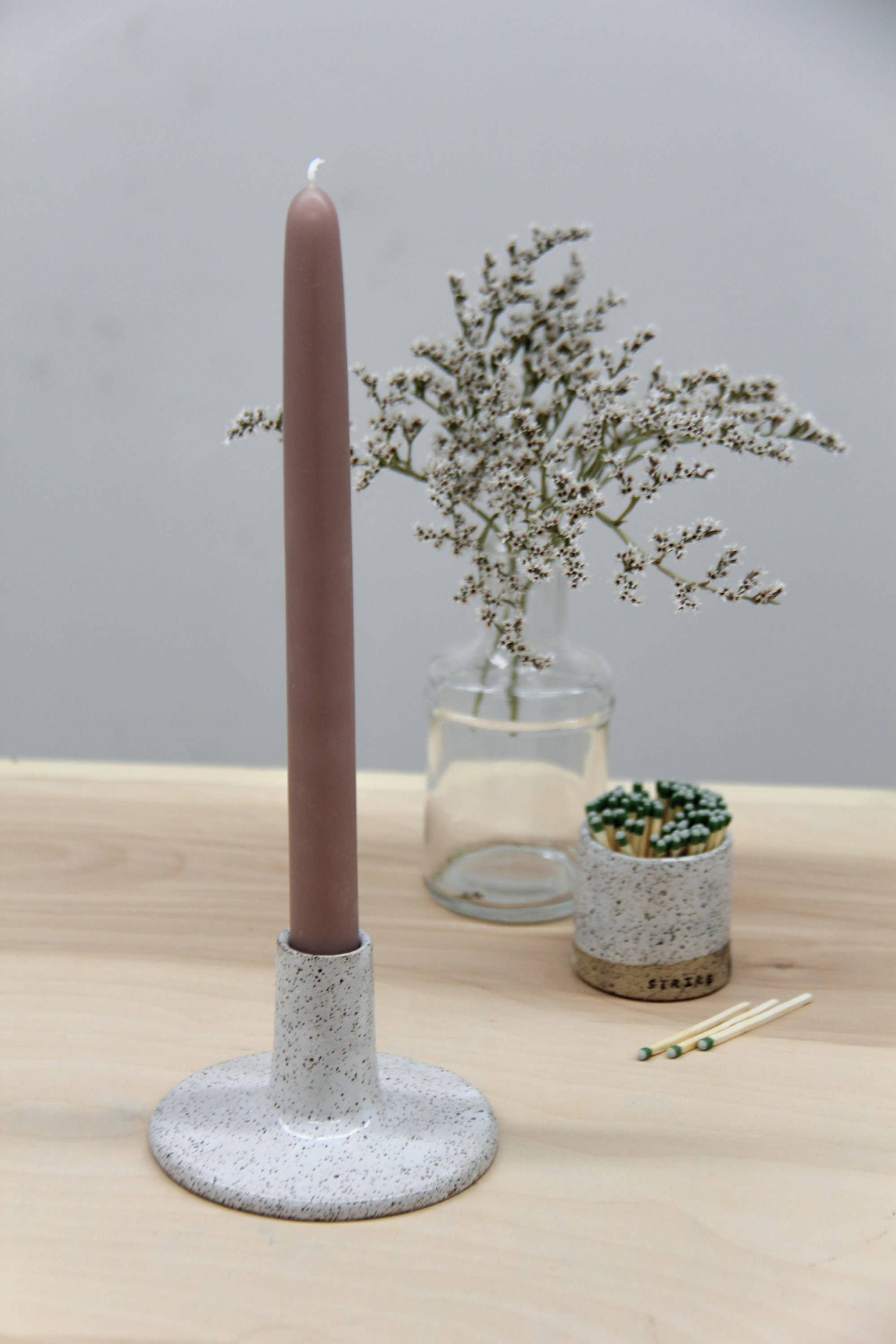 Artisanal Handmade Wide Base Ceramic Candle Taper Holder