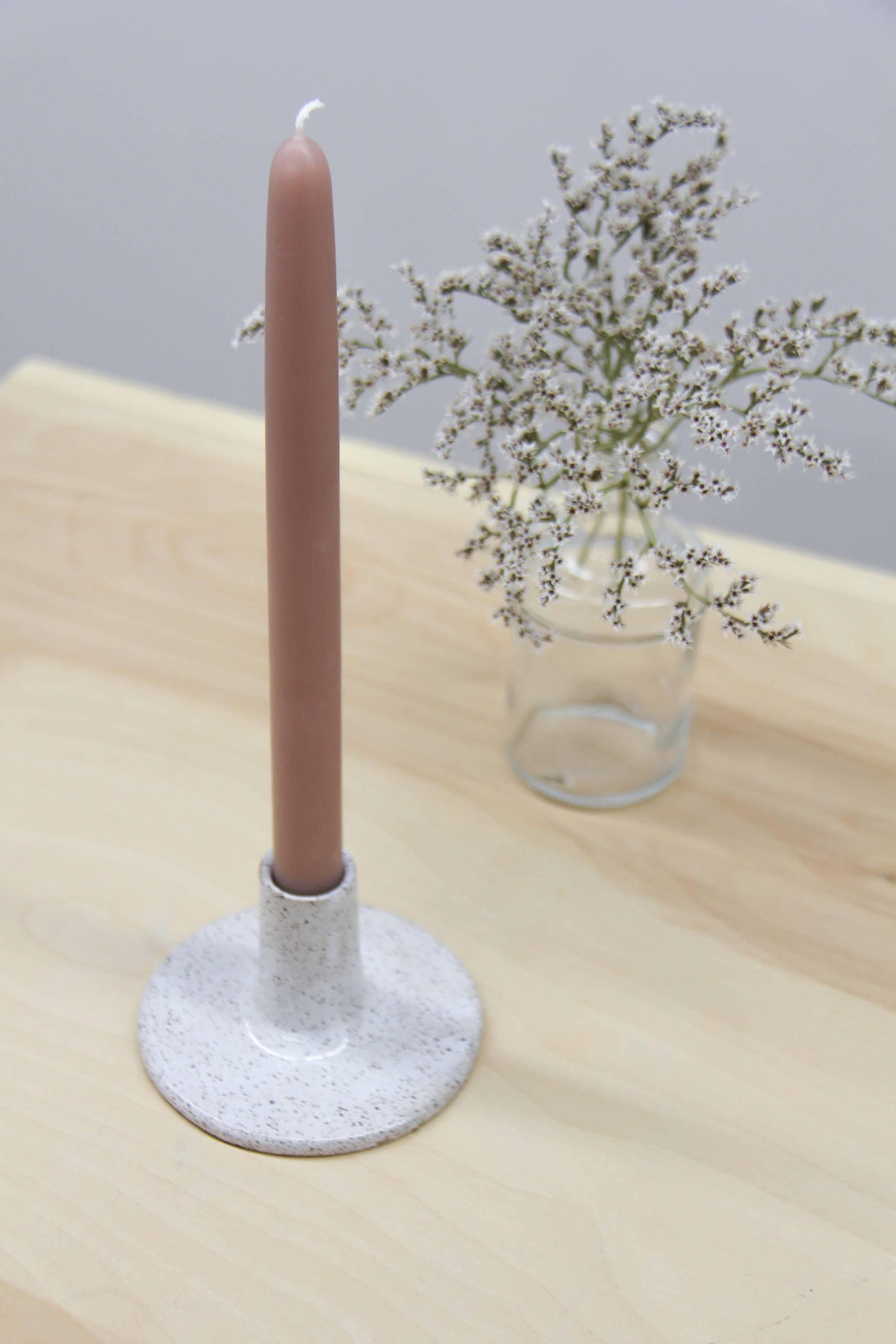 Artisanal Handmade Wide Base Ceramic Candle Taper Holder