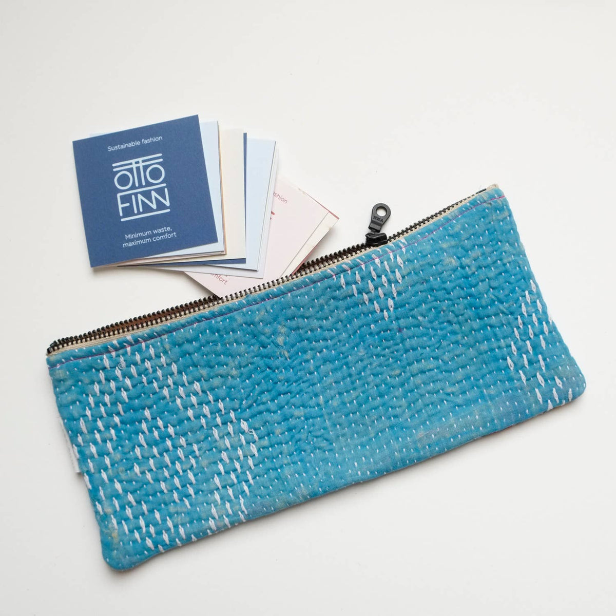 Kantha Scrap Flat Zip Pouch