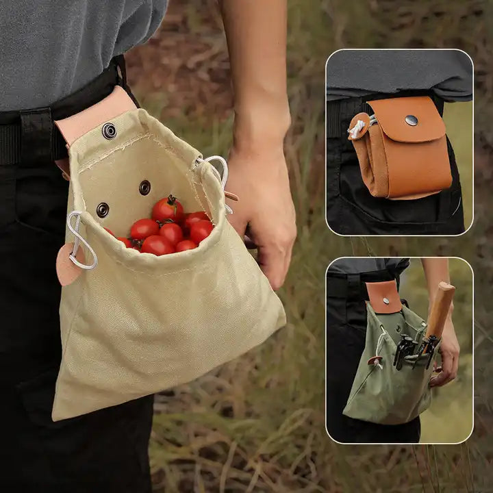 Leather Canvas Foraging Bag Pouch