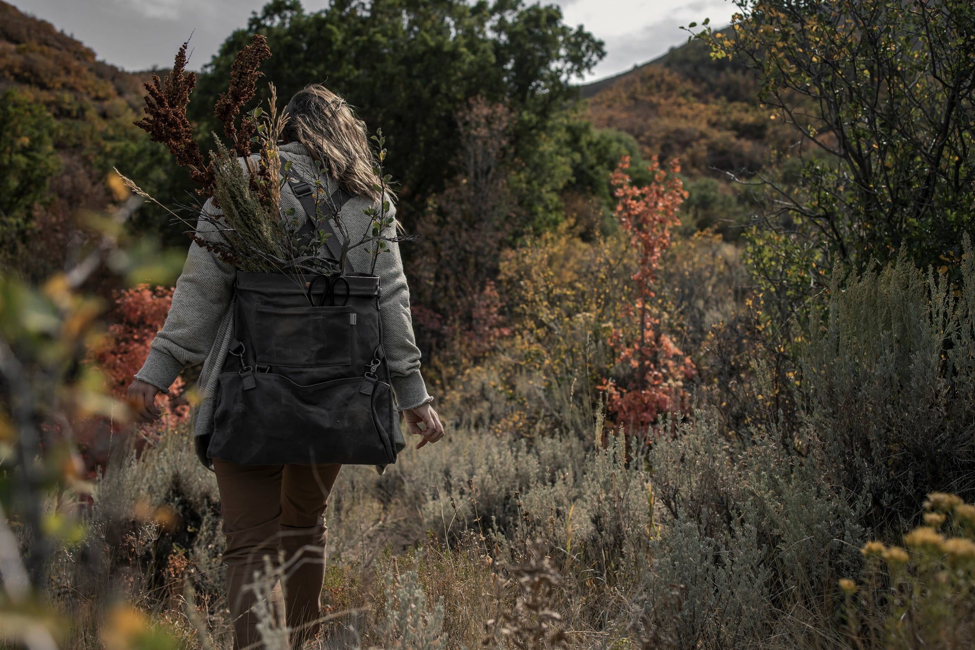 Harvesting &amp; Gathering Bag- Waxed Canvas