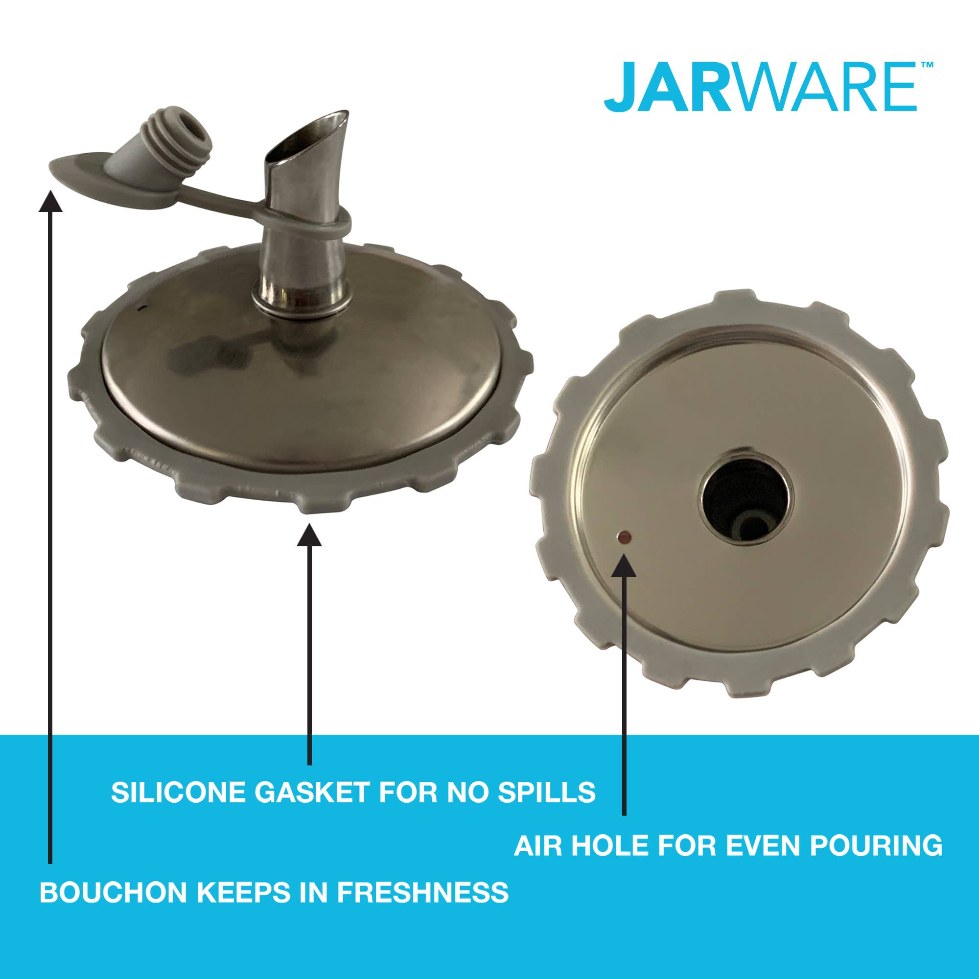 Oil Cruet Lid for Wide Mouth Mason Jar, Stainless Steel