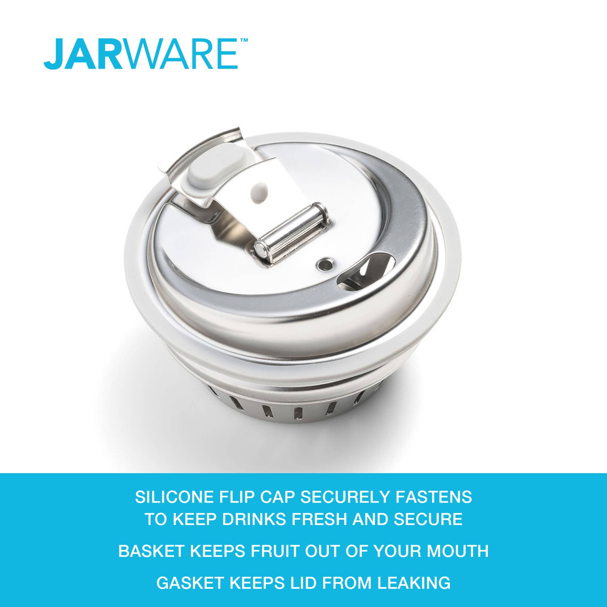 Jarware Stainless Steel Drink Lid for Wide Mouth Mason Jar