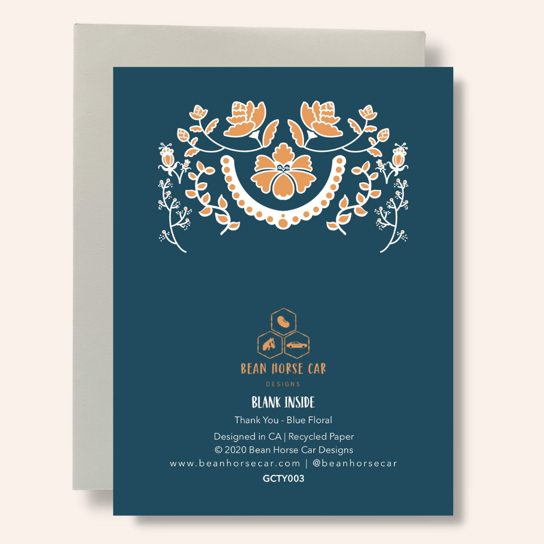 Thank You - Blue Floral Greeting Card