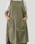 Cross Back Canvas Apron with Pockets
