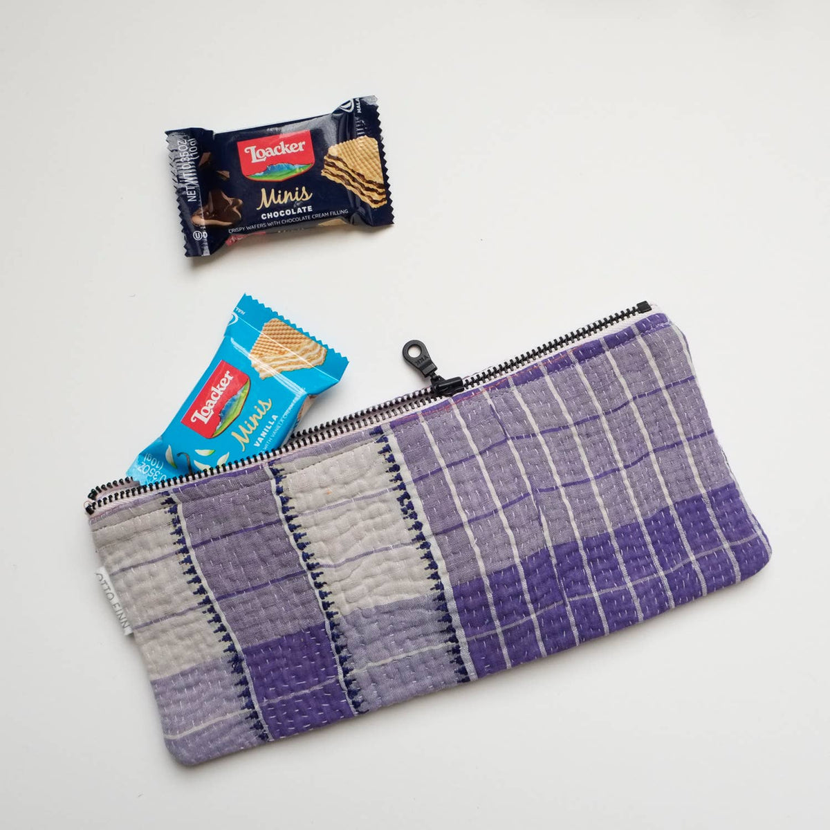 Kantha Scrap Flat Zip Pouch