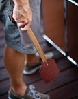 Outset Acacia and Leather Fly Swatter, 17.5" x 4.25"