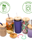 Bamboo Straw Hole Tumbler Lid for Mason Jars