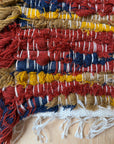 Handwoven Wool Rug — Rust, Navy & Gold — 34.5" x 20"