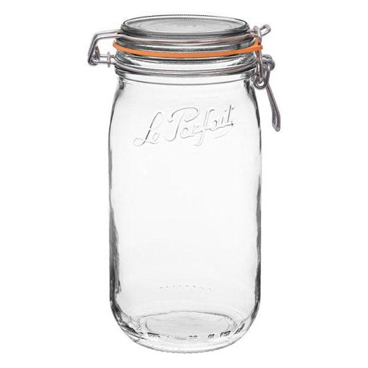 Le Parfait Super glass canning jar with wire bail and orange gasket, 1.5 L