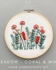 Beginner Embroidery KIT - Coral & Mint Meadow